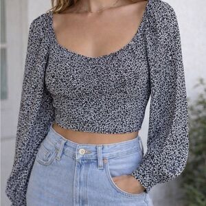 Altar'd State Black and White Patterned Crop Top